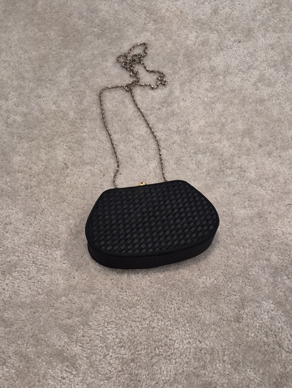 Jane Shilton Black Woven Structured Clutch Vintage Handbag